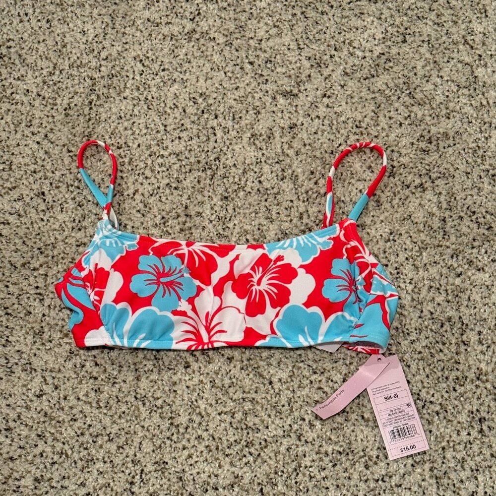 Wild Fable Red and Blue Floral Bikini Top